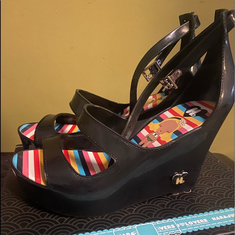 Black platform rubber sexy sandals